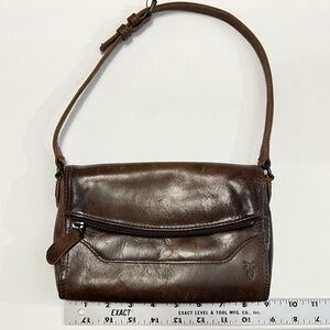 NWOT FRYE chocolate brown leather shoulder purse